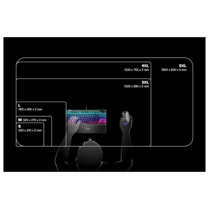 Tapis de souris gaming - STEELSERIES - QCK 3XL - Surface micro tissée - 1220 x 590 x 3 mm - Noir Tapis de souris gaming - STEELSERIES - QCK 3XL - Surface micro tissée - 1220 x 590 x 3 mm - Noir