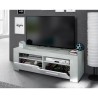 Meuble TV - AMBIT - Effet Béton / Blanc Artik - 2 portes - 2 niches -