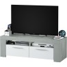 Meuble TV - AMBIT - Effet Béton / Blanc Artik - 2 portes - 2 niches -