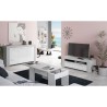 Meuble TV - AMBIT - Effet Béton / Blanc Artik - 2 portes - 2 niches -