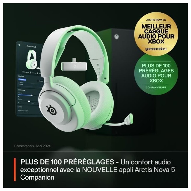 Casque Gaming Sans fil - STEELSERIES - Arctis Nova 5X - Blanc