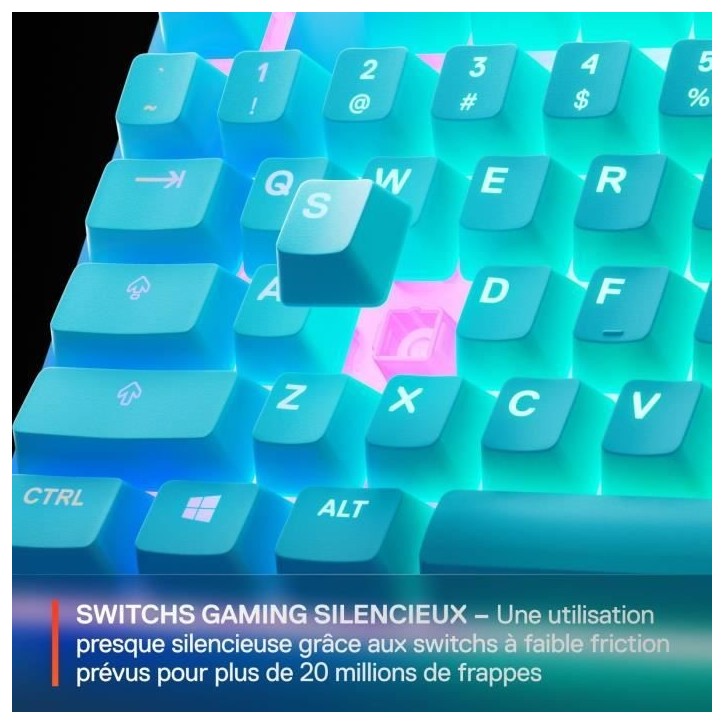 Clavier gaming filaire - STEELSERIES - Apex 3 TKL - Azerty - Bleu ciel
