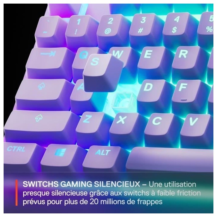 Clavier gaming filaire - STEELSERIES - Apex 3 TKL - Azerty - Lavande Clavier gaming filaire - STEELSERIES - Apex 3 TKL - Azerty - Lavande