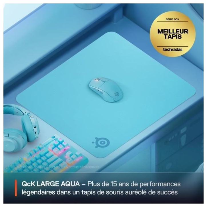 Tapis de souris gaming - STEELSERIES - QcK L - Cyan