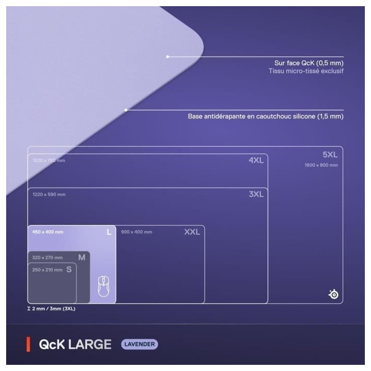 Tapis de souris gaming - STEELSERIES - QcK L - Lavande Tapis de souris gaming - STEELSERIES - QcK L - Lavande