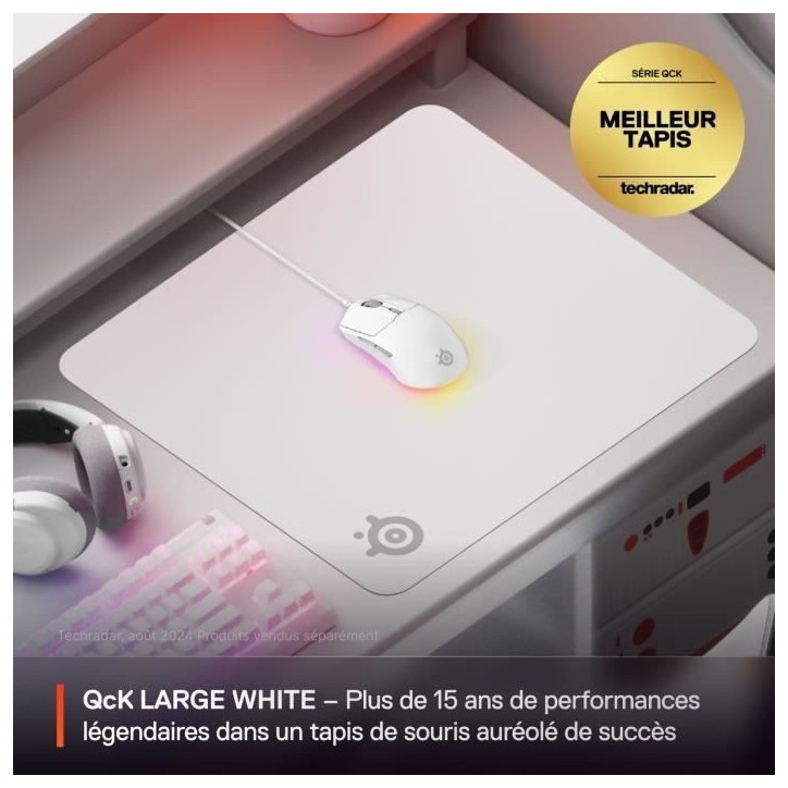 Tapis de souris gaming - STEELSERIES - QcK L - Blanc