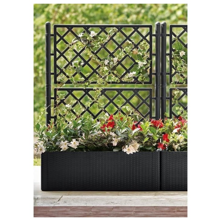 STEFANPLAST Bac a fleurs/Jardiniere NATURAL DELUXE avec treillis - 100 x 43 x H142 cm - 90 + 6,5 L dans la réserve - Anthracite