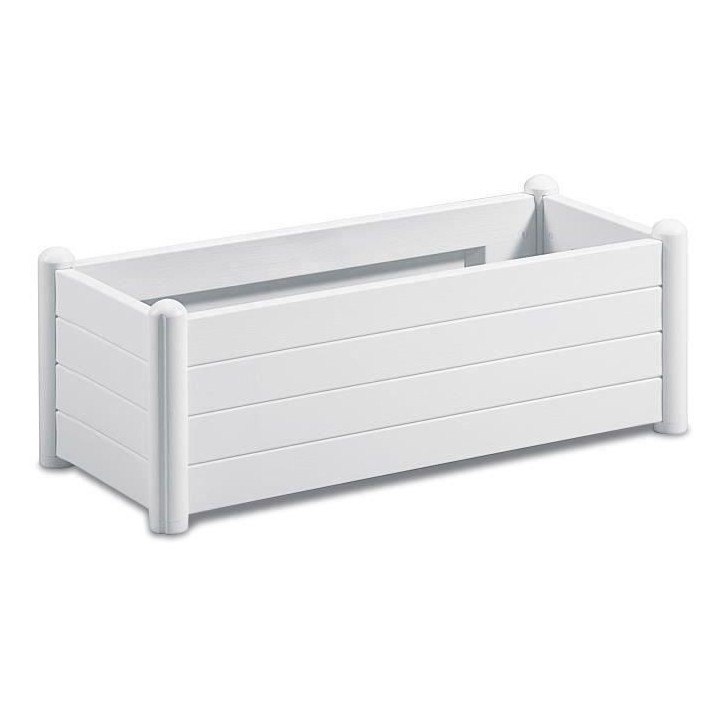 STEFANPLAST Bac a fleurs rectangulaire - ITALIA - Finition effet bois - 100x43xH35cm - 80L - Blanc STEFANPLAST Bac a fleurs rectangulaire - ITALIA - Finition effet bois - 100x43xH35cm - 80L - Blanc