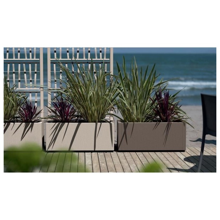 STEFANPLAST Bac a fleur/Jardiniere ETHICA rectangulaire 80 cm - 100x43x35 cm - Taupe