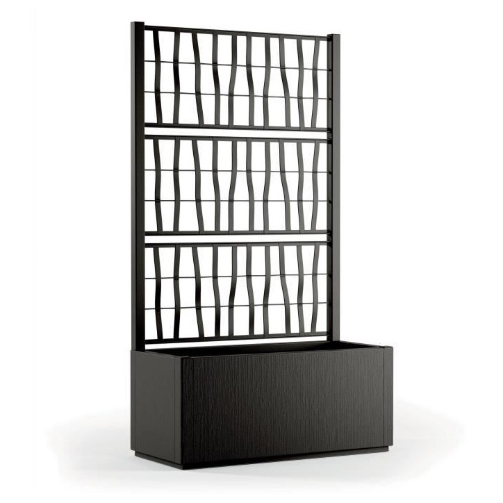 STEFANPLAST Bac a fleur/jardiniere ETHICA rectangulaire 80 cm avec treillis - 80x36xh 140 cm - Graphite STEFANPLAST Bac a fleur/jardiniere ETHICA rectangulaire 80 cm avec treillis - 80x36xh 140 cm - Graphite