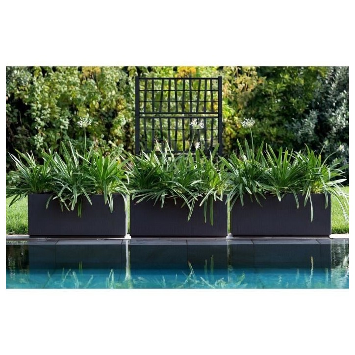 STEFANPLAST Bac a fleur/jardiniere ETHICA rectangulaire 80 cm avec treillis - 80x36xh 140 cm - Graphite STEFANPLAST Bac a fleur/jardiniere ETHICA rectangulaire 80 cm avec treillis - 80x36xh 140 cm - Graphite