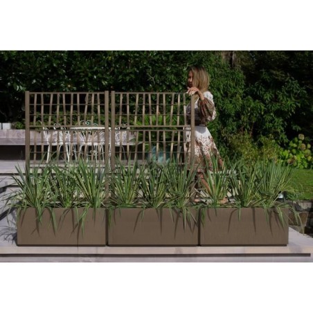 STEFANPLAST Bac a fleur/Jardiniere ETHICA rectangulaire 80 cm avec treillis - 80x36xh 140 cm - Taupe