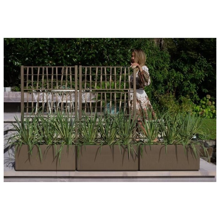 STEFANPLAST Bac a fleur/Jardiniere ETHICA rectangulaire 80 cm avec treillis - 80x36xh 140 cm - Taupe STEFANPLAST Bac a fleur/Jardiniere ETHICA rectangulaire 80 cm avec treillis - 80x36xh 140 cm - Taupe