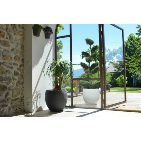 Pot de fleurs Rond Egg Ø 50cm - EDA - Graphit - 46 L - Ø 50 x H. 45 cm - Gris Anthracite