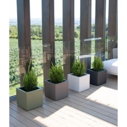 STEFANPLAST Bac a fleur/jardiniere ETHICA - Graphite - Carré - 38 L -