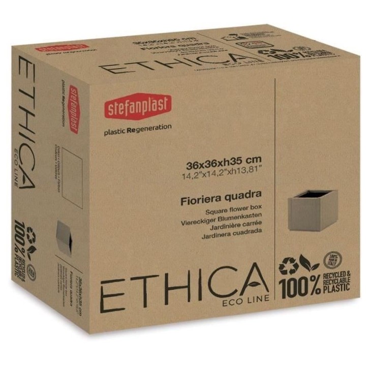 STEFANPLAST Bac a fleur ETHICA - Taupe - Carré - 38 L - 36x36xh 35 cm STEFANPLAST Bac a fleur ETHICA - Taupe - Carré - 38 L - 36x36xh 35 cm