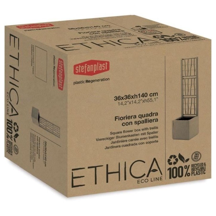 STEFANPLAST Bac a fleur ETHICA - Craie - Carré avec treillis - 38 L - 36x36xh 140 cm STEFANPLAST Bac a fleur ETHICA - Craie - Carré avec treillis - 38 L - 36x36xh 140 cm