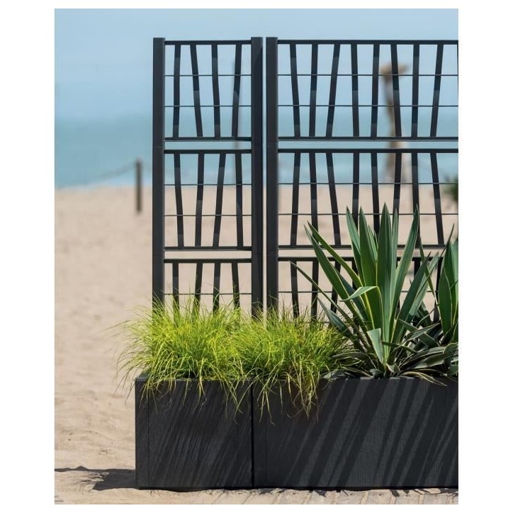 STEFANPLAST Bac a fleur/Jardiniere - ETHICA - Graphite - Carré avec treillis - 38 L - 36 x 36 x h140 cm STEFANPLAST Bac a fleur/Jardiniere - ETHICA - Graphite - Carré avec treillis - 38 L - 36 x 36 x h140 cm