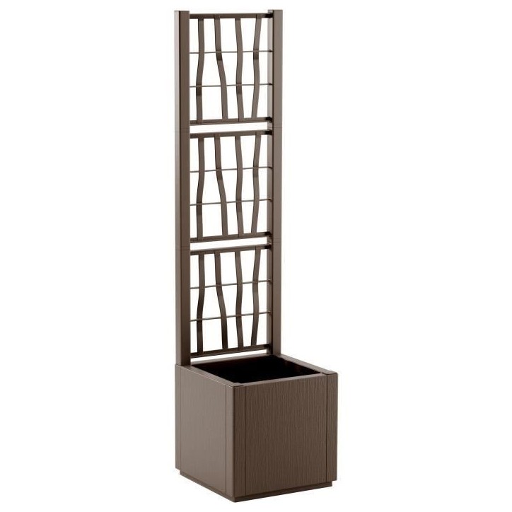 STEFANPLAST Bac a fleur/Jardiniere ETHICA - Taupe - Carré avec treillis - 38 L - 36x36xh 140 cm STEFANPLAST Bac a fleur/Jardiniere ETHICA - Taupe - Carré avec treillis - 38 L - 36x36xh 140 cm
