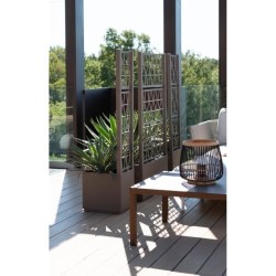 STEFANPLAST Bac a fleur/Jardiniere ETHICA - Taupe - Carré avec treill