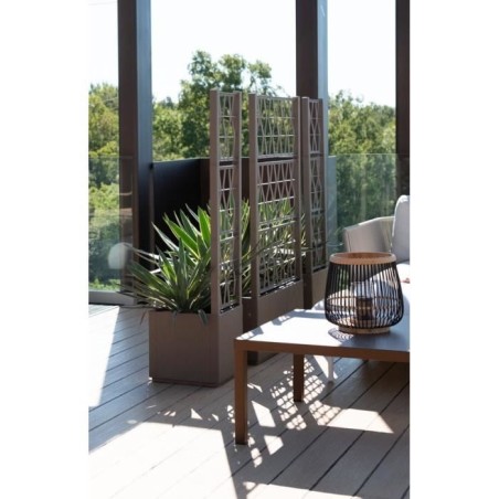 STEFANPLAST Bac a fleur/Jardiniere ETHICA - Taupe - Carré avec treillis - 38 L - 36x36xh 140 cm