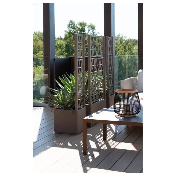 STEFANPLAST Bac a fleur/Jardiniere ETHICA - Taupe - Carré avec treillis - 38 L - 36x36xh 140 cm STEFANPLAST Bac a fleur/Jardiniere ETHICA - Taupe - Carré avec treillis - 38 L - 36x36xh 140 cm