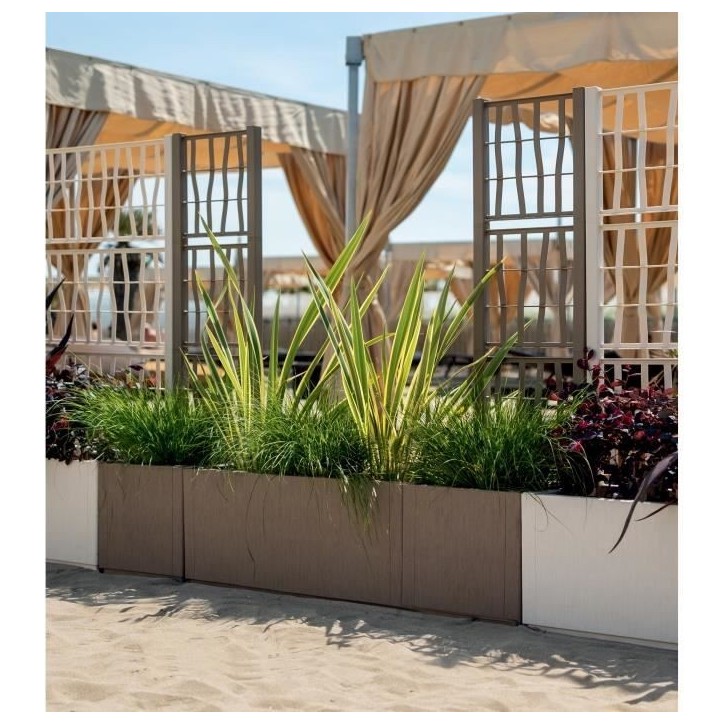 STEFANPLAST Bac a fleur/Jardiniere ETHICA - Taupe - Carré avec treillis - 38 L - 36x36xh 140 cm STEFANPLAST Bac a fleur/Jardiniere ETHICA - Taupe - Carré avec treillis - 38 L - 36x36xh 140 cm