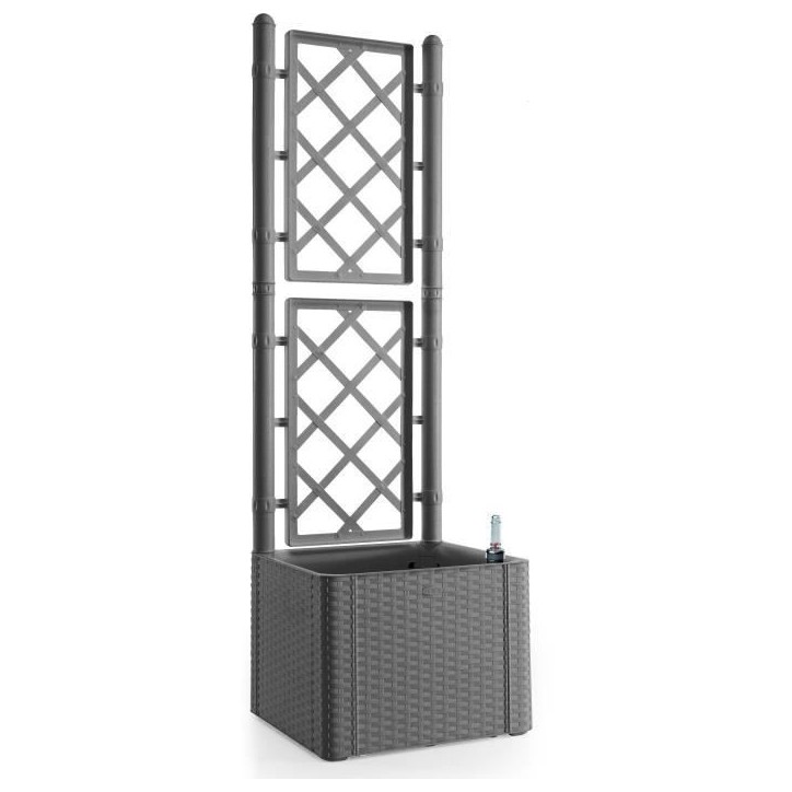 STEFANPLAST Bac a fleur NATURAL DELUXE - Carre avec treillis - Stone gris - 43x43xh142cm STEFANPLAST Bac a fleur NATURAL DELUXE - Carre avec treillis - Stone gris - 43x43xh142cm