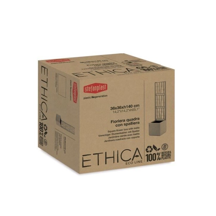 STEFANPLAST Bac a fleur NATURAL DELUXE - Carre avec treillis - Stone gris - 43x43xh142cm STEFANPLAST Bac a fleur NATURAL DELUXE - Carre avec treillis - Stone gris - 43x43xh142cm