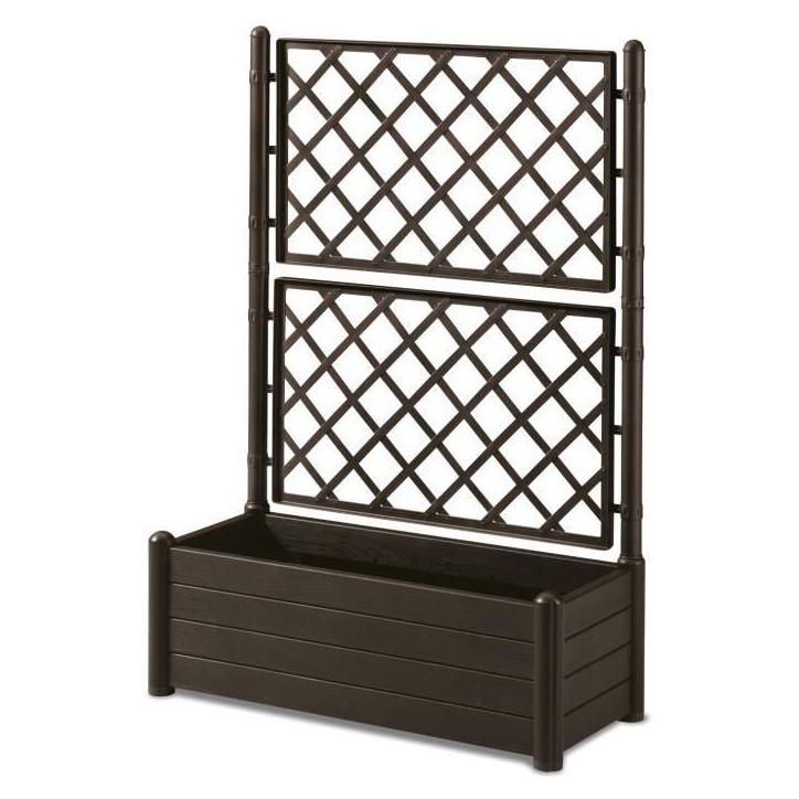 STEFANPLAST bac a fleur/Jardiniere avec treillis - ITALIA FLOWER BOX - Finition effet bois - 100x43xH142 cm - 80 L - Moka STEFANPLAST bac a fleur/Jardiniere avec treillis - ITALIA FLOWER BOX - Finition effet bois - 100x43xH142 cm - 80 L - Moka