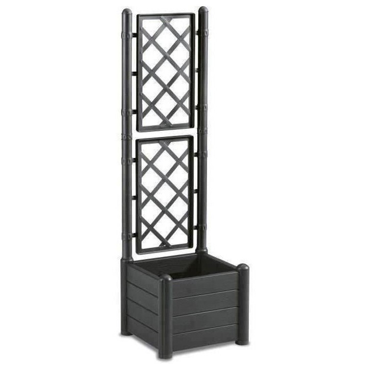STEFANPLAST Bac a fleur carré ITALIA avec treillis - 30L - Plastique - 43x43x142h cm - Anthracite STEFANPLAST Bac a fleur carré ITALIA avec treillis - 30L - Plastique - 43x43x142h cm - Anthracite