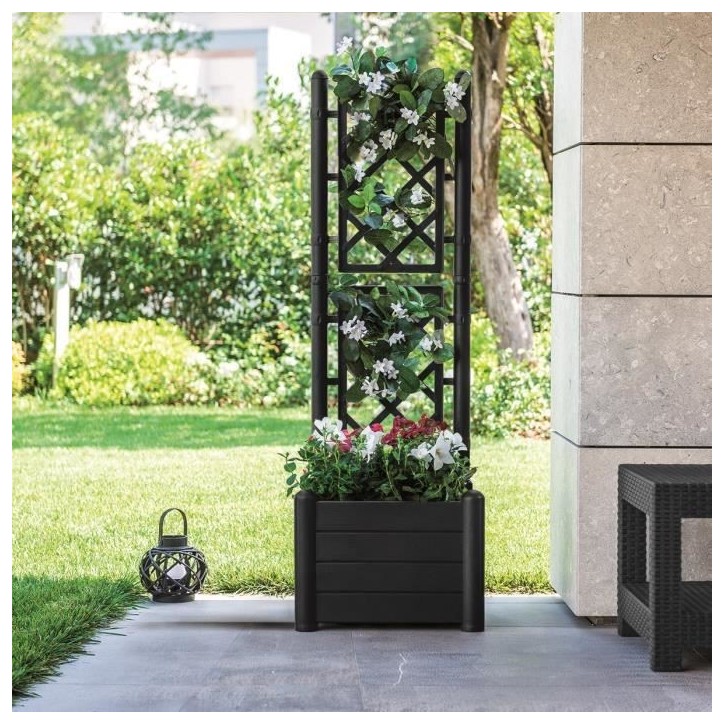 STEFANPLAST Bac a fleur carré ITALIA avec treillis - 30L - Plastique - 43x43x142h cm - Anthracite STEFANPLAST Bac a fleur carré ITALIA avec treillis - 30L - Plastique - 43x43x142h cm - Anthracite