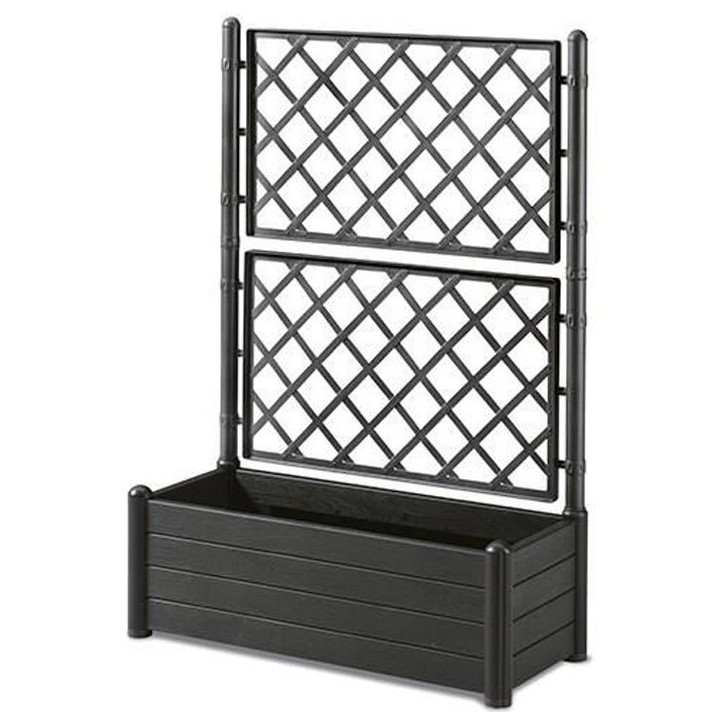 STEFANPLAST Bac a fleur/Jardiniere avec treillis - ITALIA FLOWER BOX - Finition effet bois - 100x43xH142 cm - 80 L -Anthracite STEFANPLAST Bac a fleur/Jardiniere avec treillis - ITALIA FLOWER BOX - Finition effet bois - 100x43xH142 cm - 80 L -Anthracite