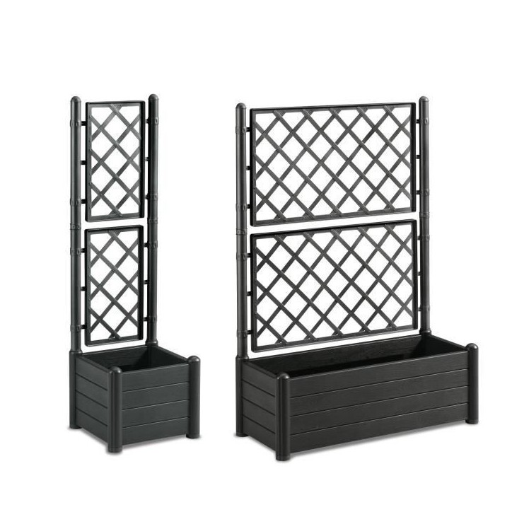 STEFANPLAST Bac a fleur/Jardiniere avec treillis - ITALIA FLOWER BOX - Finition effet bois - 100x43xH142 cm - 80 L -Anthracite STEFANPLAST Bac a fleur/Jardiniere avec treillis - ITALIA FLOWER BOX - Finition effet bois - 100x43xH142 cm - 80 L -Anthracite