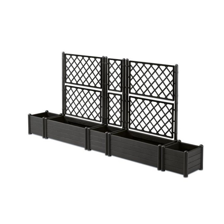 STEFANPLAST Bac a fleur/Jardiniere avec treillis - ITALIA FLOWER BOX - Finition effet bois - 100x43xH142 cm - 80 L -Anthracite STEFANPLAST Bac a fleur/Jardiniere avec treillis - ITALIA FLOWER BOX - Finition effet bois - 100x43xH142 cm - 80 L -Anthracite