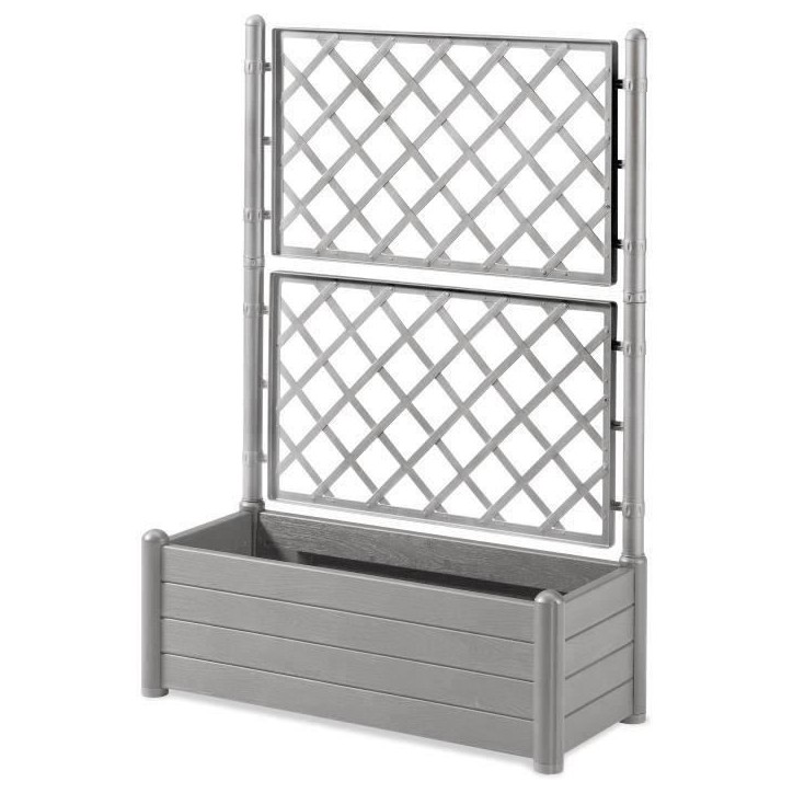 STEFANPLAST Bac a fleur/Jardiniere ITALIA rectangulaire avec treillis - 100x43xH.142cm - Stone gris