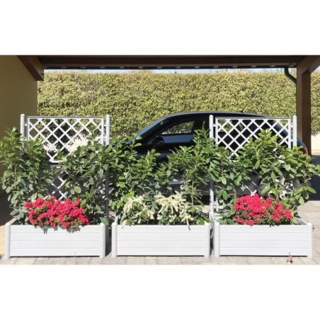 STEFANPLAST Bac a fleur/Jardiniere ITALIA rectangulaire avec treillis - 100x43xH.142cm - Stone gris