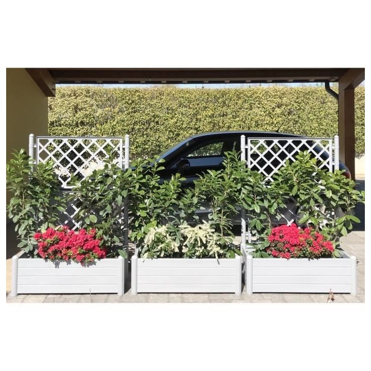 STEFANPLAST Bac a fleur/Jardiniere ITALIA rectangulaire avec treillis - 100x43xH.142cm - Stone gris