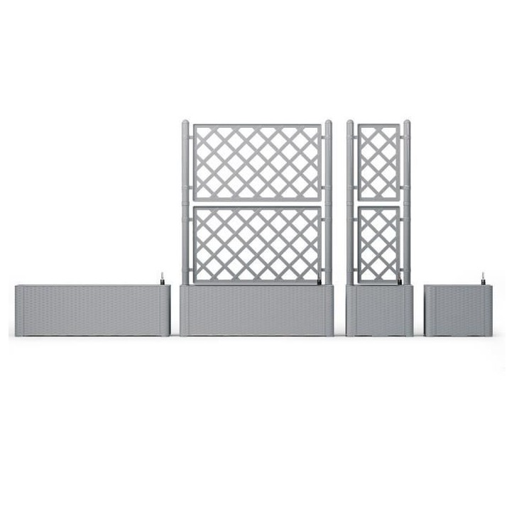 STEFANPLAST Bac a fleur/Jardiniere ITALIA rectangulaire avec treillis - 100x43xH.142cm - Stone gris