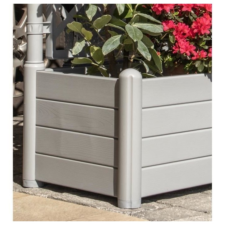 STEFANPLAST Bac a fleur/Jardiniere ITALIA rectangulaire avec treillis - 100x43xH.142cm - Stone gris