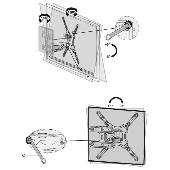 Réglage extensible. Mount Slim pour la télévision - Stell - SHO 7600 Réglage extensible. Mount Slim pour la télévision - Stell - SHO 7600