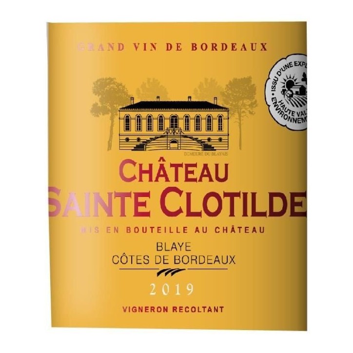 Château Sainte Clotilde 2019 Blaye Côtes de Bordeaux - Vin rouge de Bordeaux