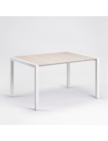 Table - GROSFILLEX - Eden 133 - Blanc lin - 133x87 - Aluminium et résine - 6P