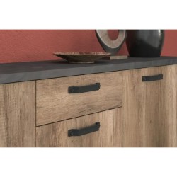 Buffet - STEIN - Chene et steam black - 3 portes - 1 tiroir - 182 x 40