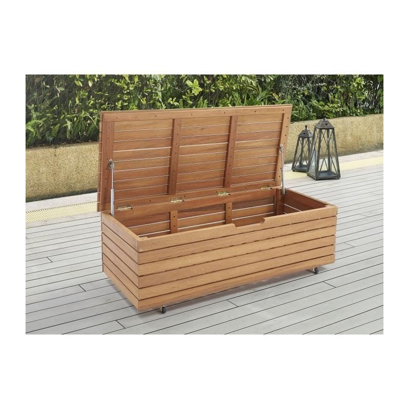 Coffre de rangement jardin en bois exotique d'eucalyptus FSC - 190 L - Coffre de rangement jardin en bois exotique d'eucalyptus FSC - 190 L -