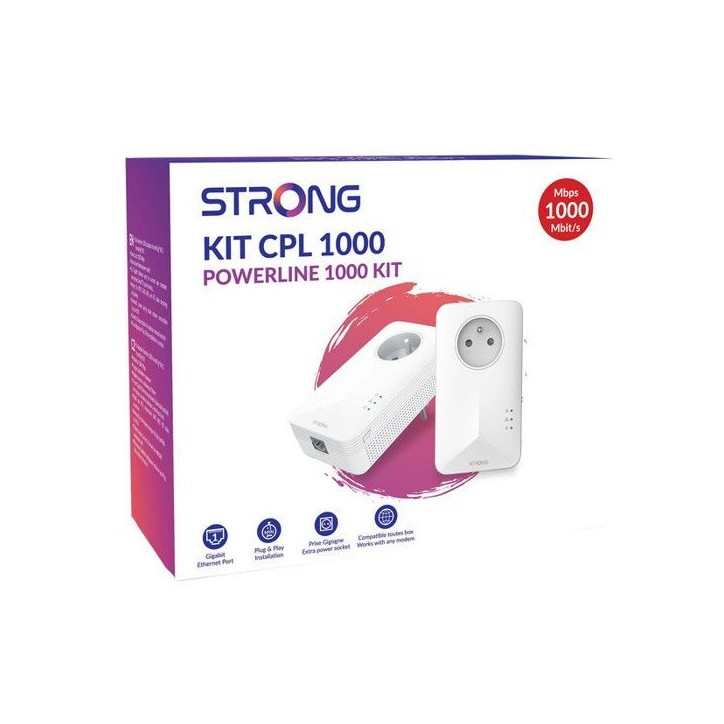 Kit CPL - STRONG - Powerline 1000 Duo - Prise Filtrée - Haut débit jusqu'a 1000 Mbit/s Kit CPL - STRONG - Powerline 1000 Duo - Prise Filtrée - Haut débit jusqu'a 1000 Mbit/s