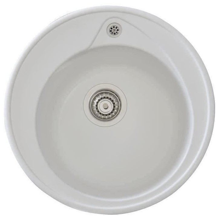 STRADOUR Evier a encastrer RONDA, en SMC BLANC UNI - 17, 1 bac, dim. Ø 49 cm, vidage manuel