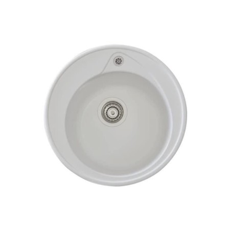 STRADOUR Evier a encastrer RONDA, en SMC BLANC UNI - 17, 1 bac, dim. Ø 49 cm, vidage manuel