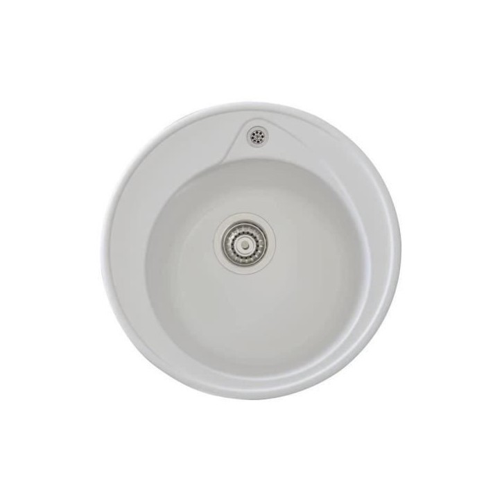 STRADOUR Evier a encastrer RONDA, en SMC BLANC UNI - 17, 1 bac, dim. Ø 49 cm, vidage manuel