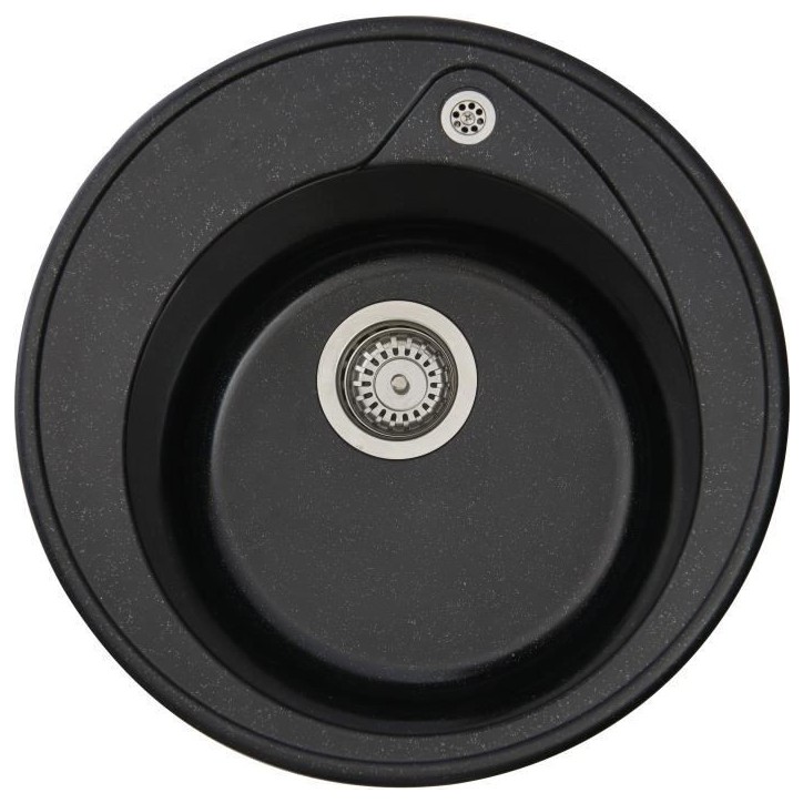 STRADOUR Evier a encastrer RONDA, en SMC NOIR PAILLETE - 06, 1 bac, dim. Ø 49 cm, vidage manuel